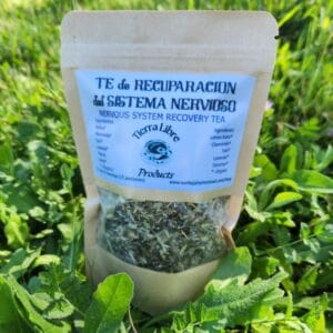 bag of nervous system recovery tea outside on grass