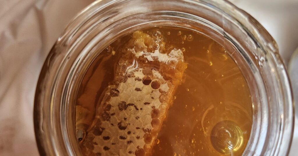 overhead shot of infused honey.