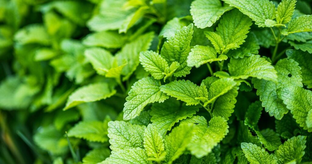 Close up of Lemon Balm bush.